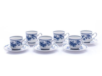 Sada šálků a podšálkem, 150 ml, 6 ks, český porcelán, Mary-Anne, cibulák, Leander