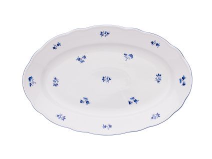 Mísa ovalná, 35 cm, modrá házenka, Český porcelán Dubí