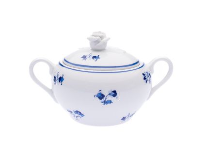 Cukřenka s oušky, 0,3 l, modrá házenka, Český porcelán