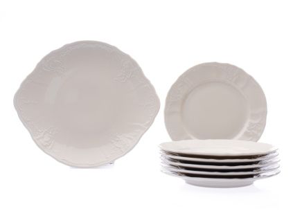 Bernadotte, koláčová souprava, 7 d., slonová kost, porcelán Thun