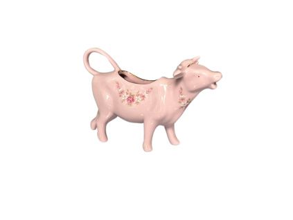 Mlékovka kravička, 0,07l, růžičky, růžový porcelán, Leander