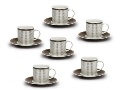 Šálky a podšálky, 150 ml, Ella, perličky, porcelán Thun, 6 ks
