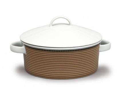 Mísa zapékací kulatá s víkem, 3,5 l, perličky, porcelán Thun