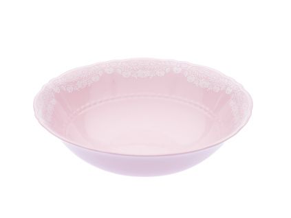 Mísa kompotová, 26 cm, růžový porcelán, Sonáta, bílá krajka, Leander