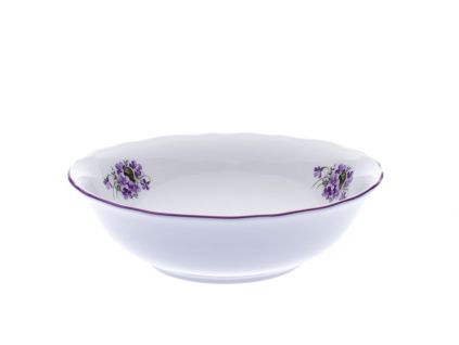Mísa kompotová vysoká, 21 cm, fialky, Český porcelán