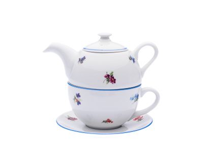 Souprava šálku a konvičky Sonne, rakouská házenka, porcelán Dubí