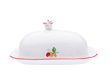 Máslenka hranatá, 250 g, český porcelán, jahody