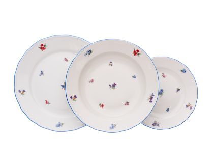 Talířová sada, talíř mělký 26 cm, rakouská házenka, slonová kost, porcelán Dubí