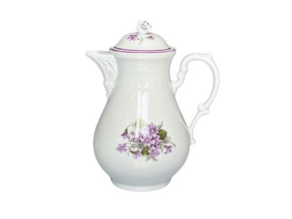 Konvice kávová s víčkem  1,55 l, fialky, Český porcelán