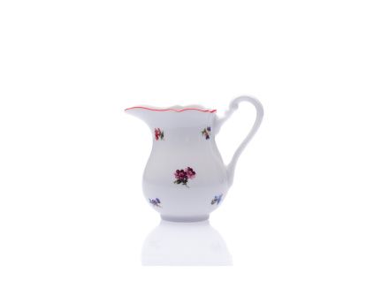 Mlékovka, 250 ml, házenka s červeným proužkem, Český porcelán Dubí