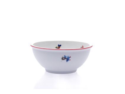 Miska na polévku, 16 cm, házenka s červeným proužkem, porcelán Dubí
