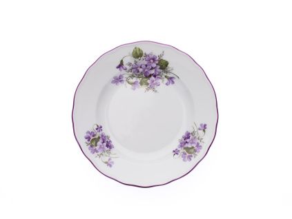 Talíř dezertní, 17 cm, fialky, Český porcelán Dubí