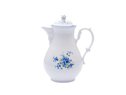 Konvice kávová s víčkem  1,55 l, pomněnky, Český porcelán