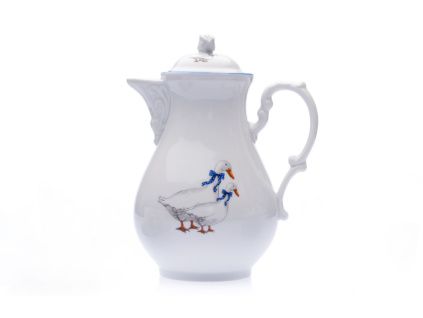 Konvice kávová s víčkem  1,55 l, husy, Český porcelán