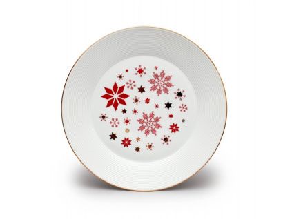 Mísa mělká, 30 cm, Lea, vánoční červené vločky, zlato, Thun