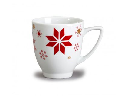 Hrnek Lea, 390 ml, vánoční červené vločky, zlato, Thun