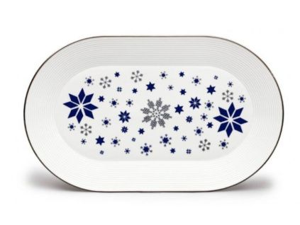 Mísa oválná, 38 cm, Lea, vánoční modré vločky, platina, Thun