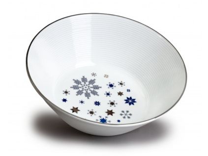 Mísa kompotová, 24 cm, Lea, vánoční modré vločky, platina, Thun