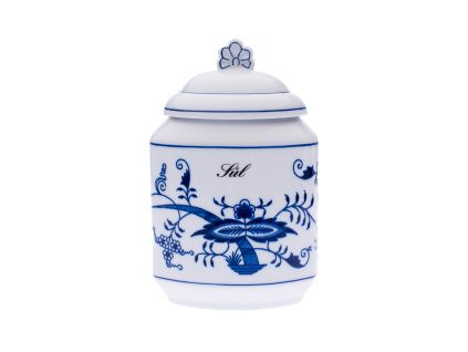 DÓZA NA POTRAVINY 1,10 L, CIBULÁK S NÁPISEM SŮL, ČESKÝ PORCELÁN DUBÍ