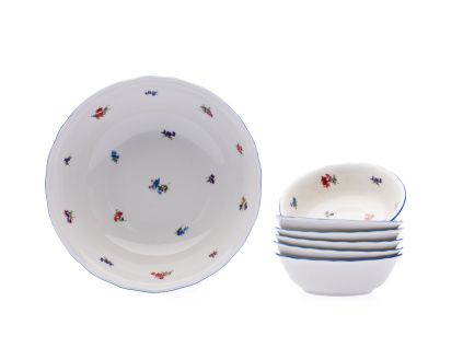 Kompotová sada, rakouská házenka, slonová kost, 7 d., Český porcelán
