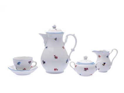 Kávová souprava, rakouská házenka, Český porcelán, 15 d.