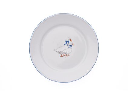Talíř mělký, Český porcelán Dubí, 26 cm, husy var. 2
