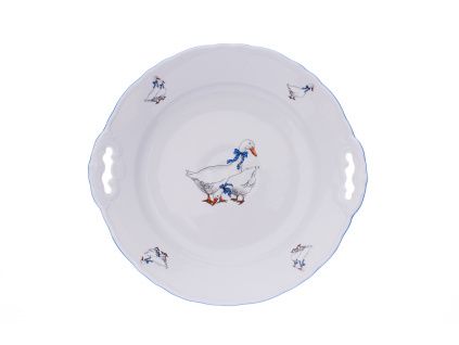Talíř koláčový, 28 cm, husy, Český porcelán
