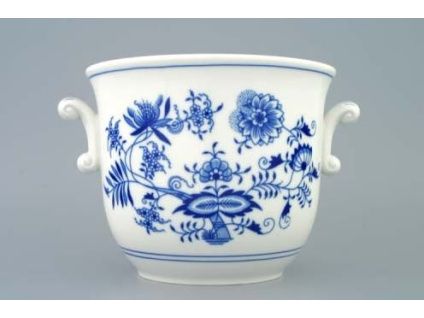 Květináč s uchy, bez nožky II  15,8 cm,  cibulák, Český porcelán