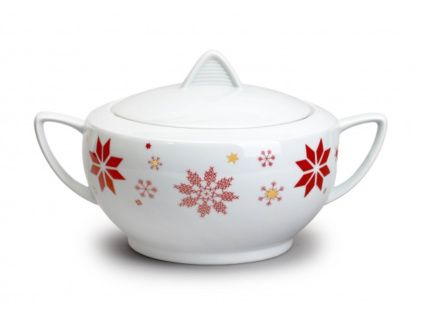 Polévková mísa, 2,7 l, vánoční červené vločky, Lea, porcelán Thun
