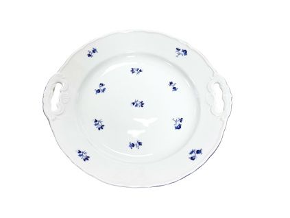 Talíř koláčový, 28 cm, modrá házenka, porcelán Dubí