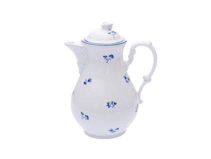 Konvice kávová s víčkem  1,55 l, modrá házenka, porcelán Dubí