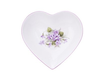 Miska srdce, 16 x 15,5 cm, fialky, Český porcelán