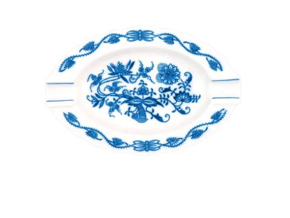 Popelník oválný, 16 cm, cibulák, Český porcelán