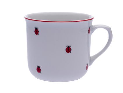 Hrnek Vařák, 0,65 l, Český porcelán, berušky s červenou linkou