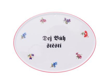 Boží požehnání, 24,5 x 18 cm, házenka, červená linka, Český porcelán