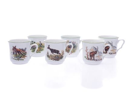 Sada hrnků Karel, 0,27 l, Český porcelán, lesní zvěř, 6 ks