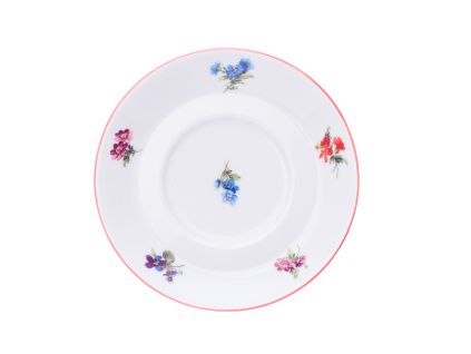 Podšálek, Lucas, 15 cm, házenka s červeným proužkem, Český porcelán