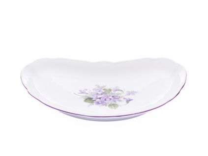 Miska na kosti, 22 cm, fialky, Český porcelán