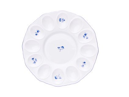 Podnos na vejce, 24 cm, modrá házenka, Český porcelán