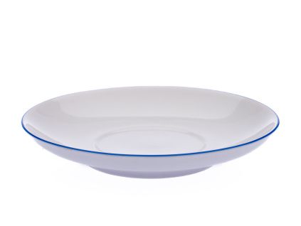 Podšálek, 15 cm, Český porcelán Dubí, modrý proužek