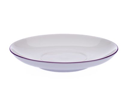 Podšálek, 15 cm, Český porcelán Dubí, fialový proužek