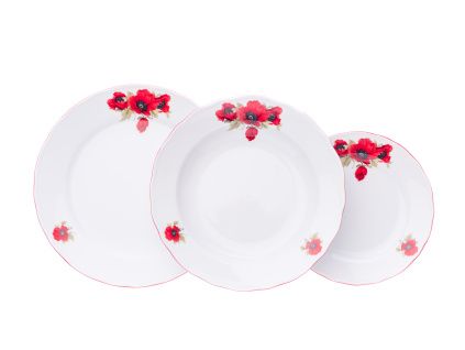 Talířová souprava, TM 26, vlčí mák, Český porcelán, 18 d.
