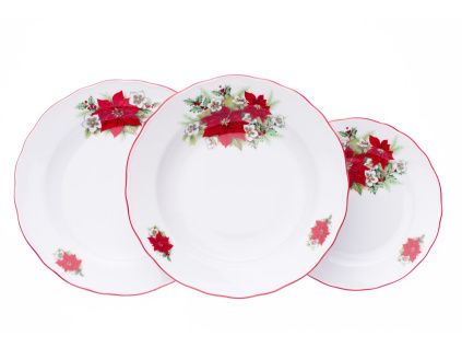 Talířová souprava, Poinsettia, Český porcelán Dubí, 18 d.