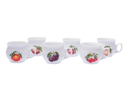 Sada hrnků Darume, 0,29 l, Český porcelán Dubí, ovoce, 6 ks