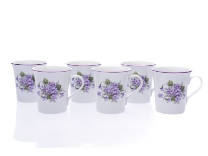 Sada hrnků Ema, 340 ml, fialky, Český porcelán, 6 ks