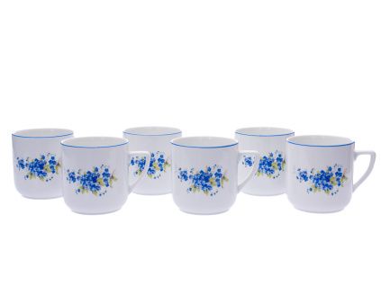 Sada hrnků Pětka, 400 ml, porcelán Dubí, pomněnky, 6 ks