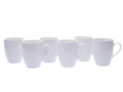 Sada bílých hrnků, 370ml, Eva, český porcelán Thun, 6 ks