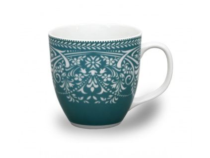 Porcelánový hrnek, 0,47 l, petrolej, krajka, Thun 1794