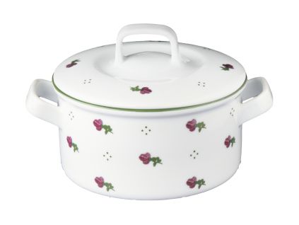 Kotlík na polévku, 500 ml, růžové kytičky, český porcelán, G. Benedikt