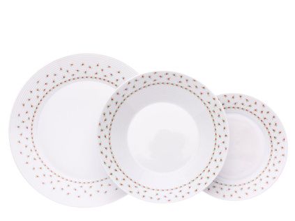 Lea, talířová souprava, český porcelán, brusinky, Thun, 18 ks